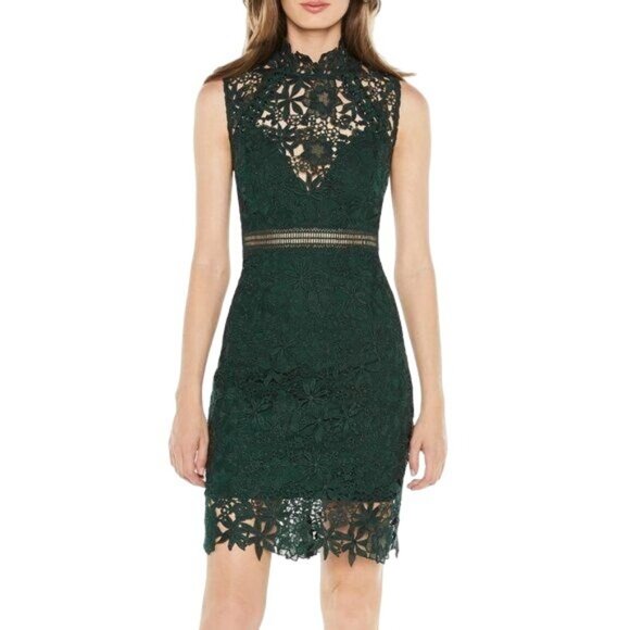Bardot Women's Lace Overlay Midi Dress Size 8/M Hunter Green jj3545 - Picture 11 of 11